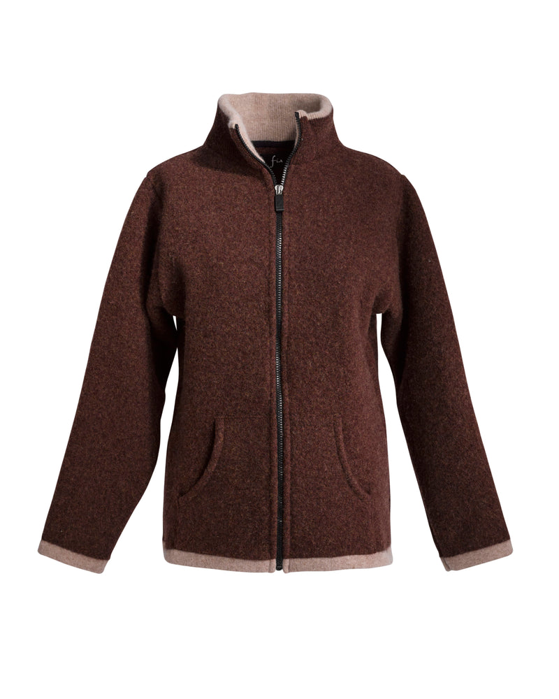 Ladies Felted Lambswool Cardigan Chocolate