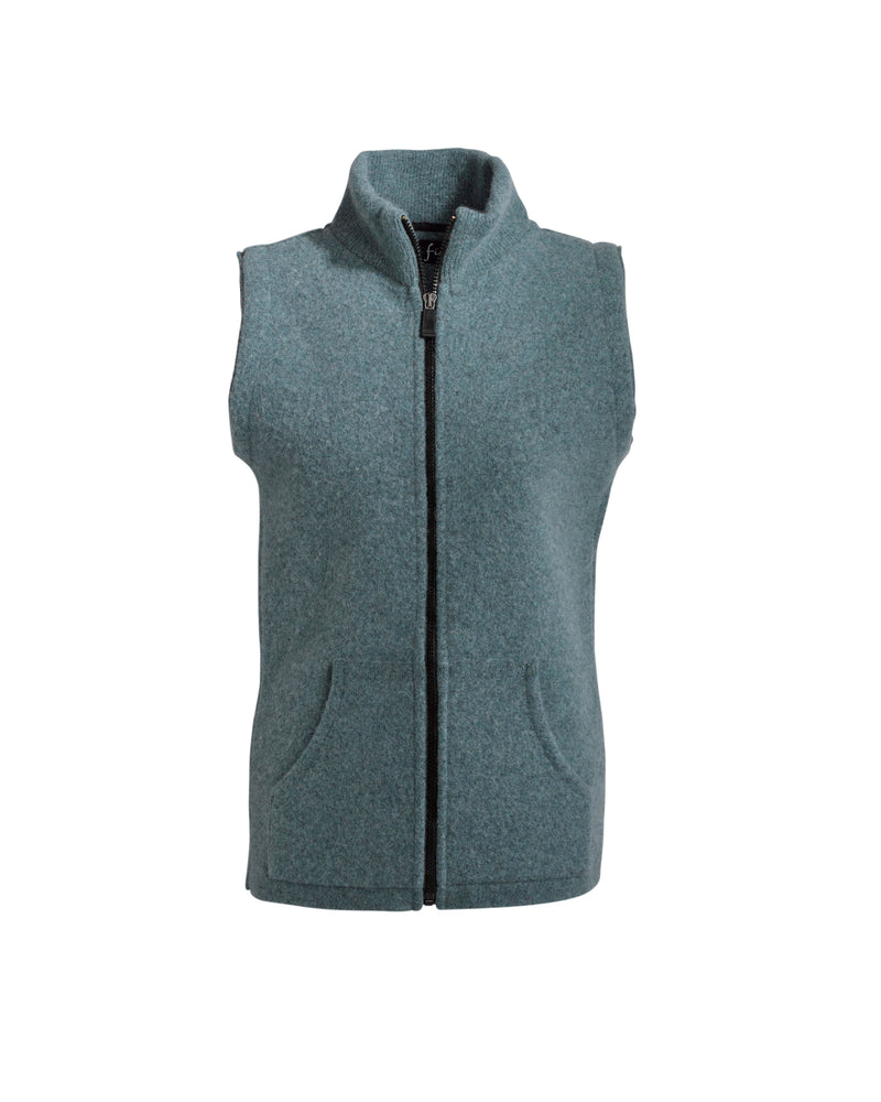 Ladies Felted Wool Gilet Aqua