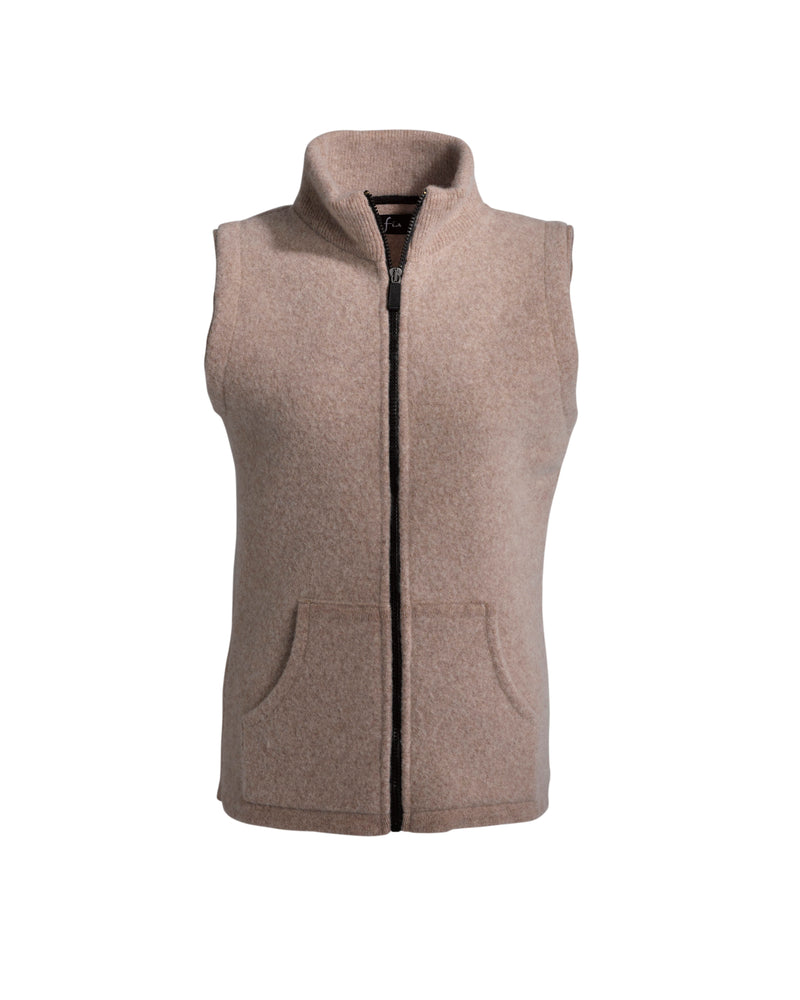 Ladies Felted Wool Gilet Beige